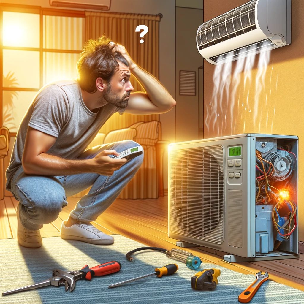 Homeowner perplexed by AC issues including refrigerant leak, dirty filter, and faulty fan, hinting at common problems like clogged drains and high bills.